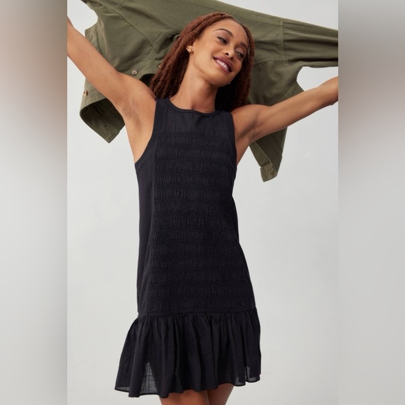 Daily Practice by Anthropologie Women's XL Prix Smocked Dress Drop Waist Black - Picture 2 of 16